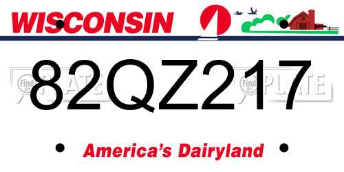 82QZ217 Wisconsin License Plate