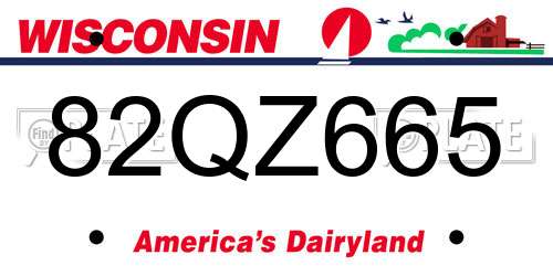 82QZ665 Wisconsin License Plate