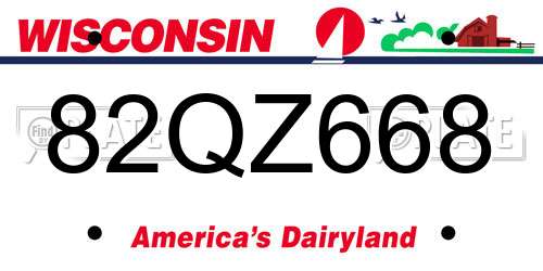 82QZ668 Wisconsin License Plate