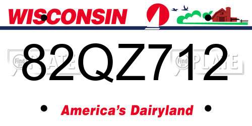 82QZ712 Wisconsin License Plate