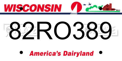 82RO389 Wisconsin License Plate