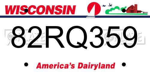 82RQ359 Wisconsin License Plate