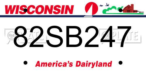 82SB247 Wisconsin License Plate