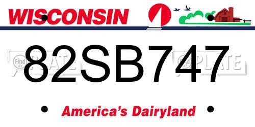 82SB747 Wisconsin License Plate
