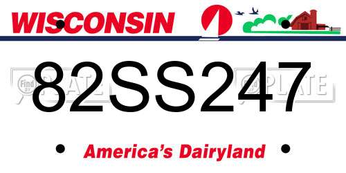 82SS247 Wisconsin License Plate