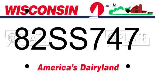 82SS747 Wisconsin License Plate