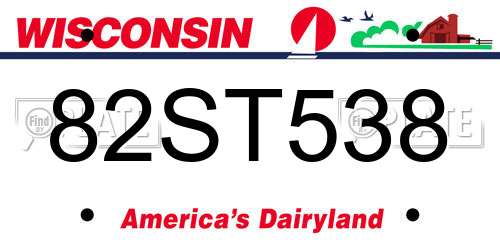82ST538 Wisconsin License Plate