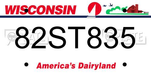 82ST835 Wisconsin License Plate