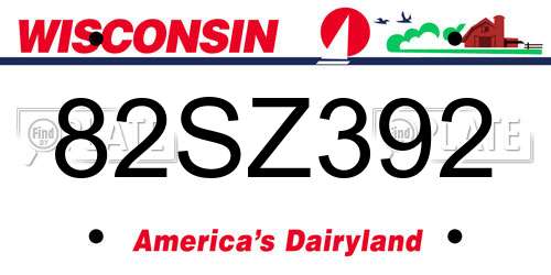 82SZ392 Wisconsin License Plate