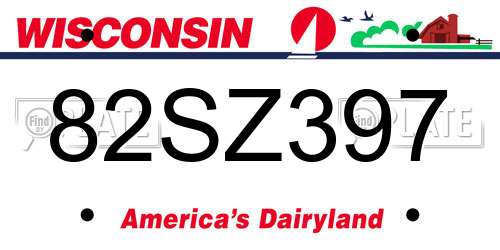 82SZ397 Wisconsin License Plate