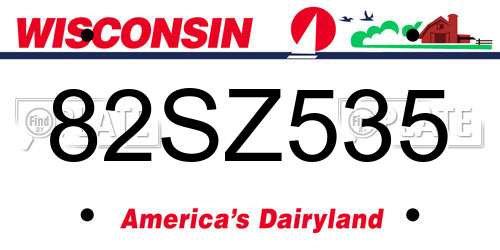 82SZ535 Wisconsin License Plate