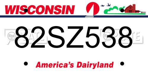 82SZ538 Wisconsin License Plate