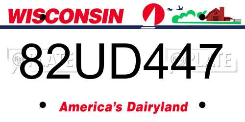 82UD447 Wisconsin License Plate