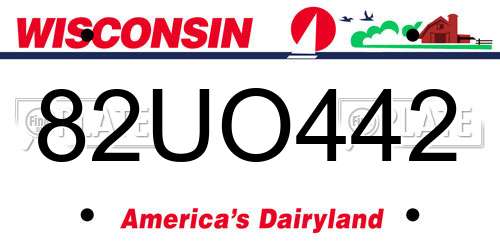 82UO442 Wisconsin License Plate