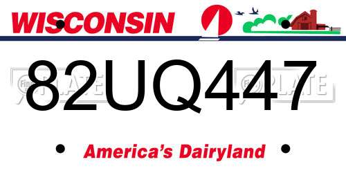82UQ447 Wisconsin License Plate