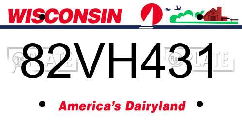 82VH431 Wisconsin License Plate