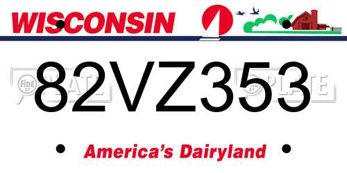 82VZ353 Wisconsin License Plate