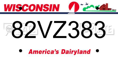 82VZ383 Wisconsin License Plate