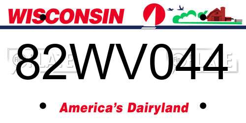 82WV044 Wisconsin License Plate