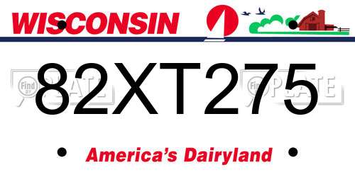 82XT275 Wisconsin License Plate