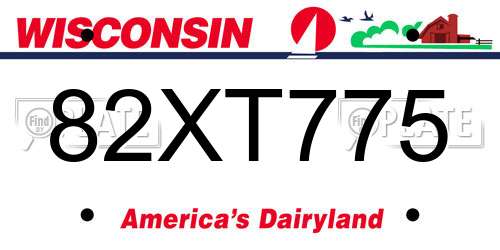 82XT775 Wisconsin License Plate