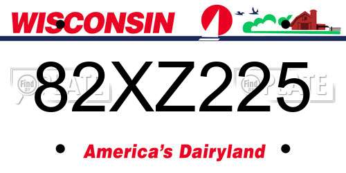82XZ225 Wisconsin License Plate