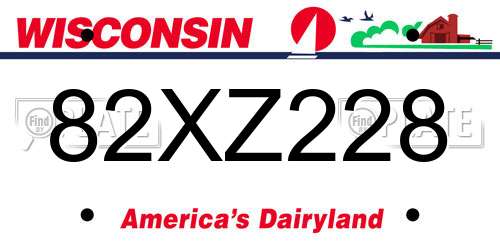 82XZ228 Wisconsin License Plate
