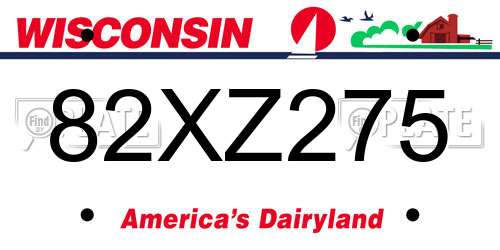 82XZ275 Wisconsin License Plate