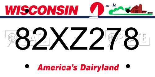 82XZ278 Wisconsin License Plate
