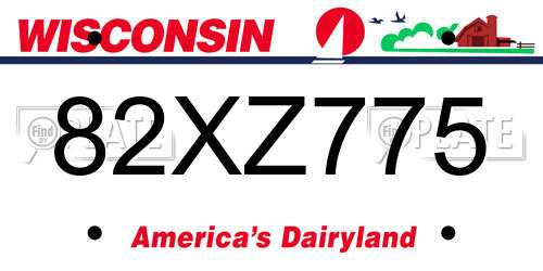 82XZ775 Wisconsin License Plate