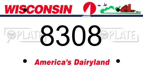 8308 Wisconsin License Plate