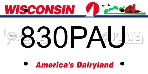 830PAU Wisconsin License Plate
