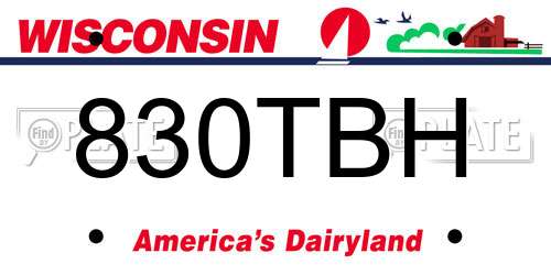 830TBH Wisconsin License Plate