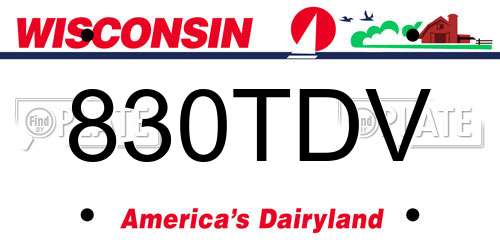 830TDV Wisconsin License Plate