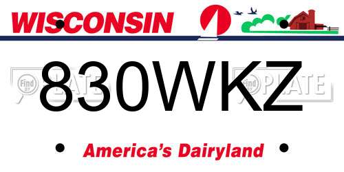 830WKZ Wisconsin License Plate