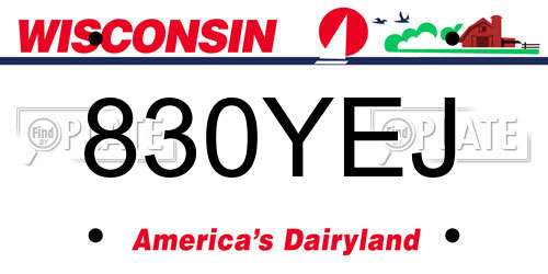 830YEJ Wisconsin License Plate
