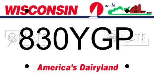 830YGP Wisconsin License Plate