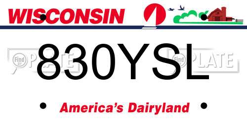 830YSL Wisconsin License Plate