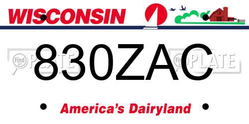 830ZAC Wisconsin License Plate