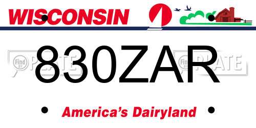 830ZAR Wisconsin License Plate