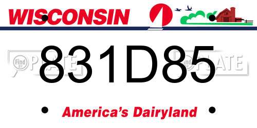 831D85 Wisconsin License Plate