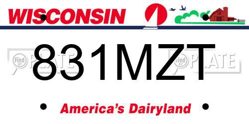 831MZT Wisconsin License Plate