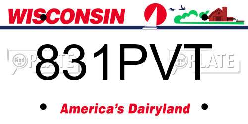 831PVT Wisconsin License Plate