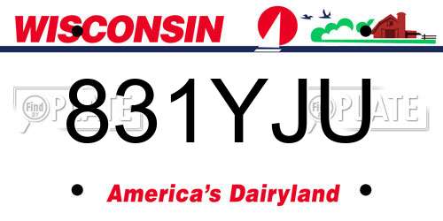 831YJU Wisconsin License Plate