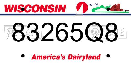 83265Q8 Wisconsin License Plate