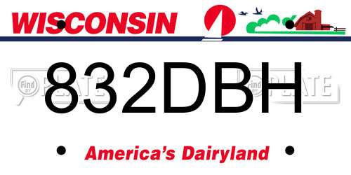 832DBH Wisconsin License Plate