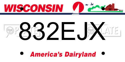 832EJX Wisconsin License Plate