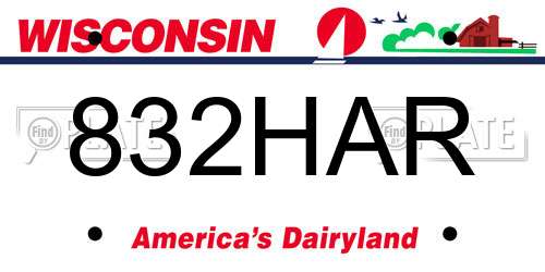 832HAR Wisconsin License Plate