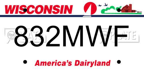832MWF Wisconsin License Plate