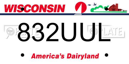 832UUL Wisconsin License Plate
